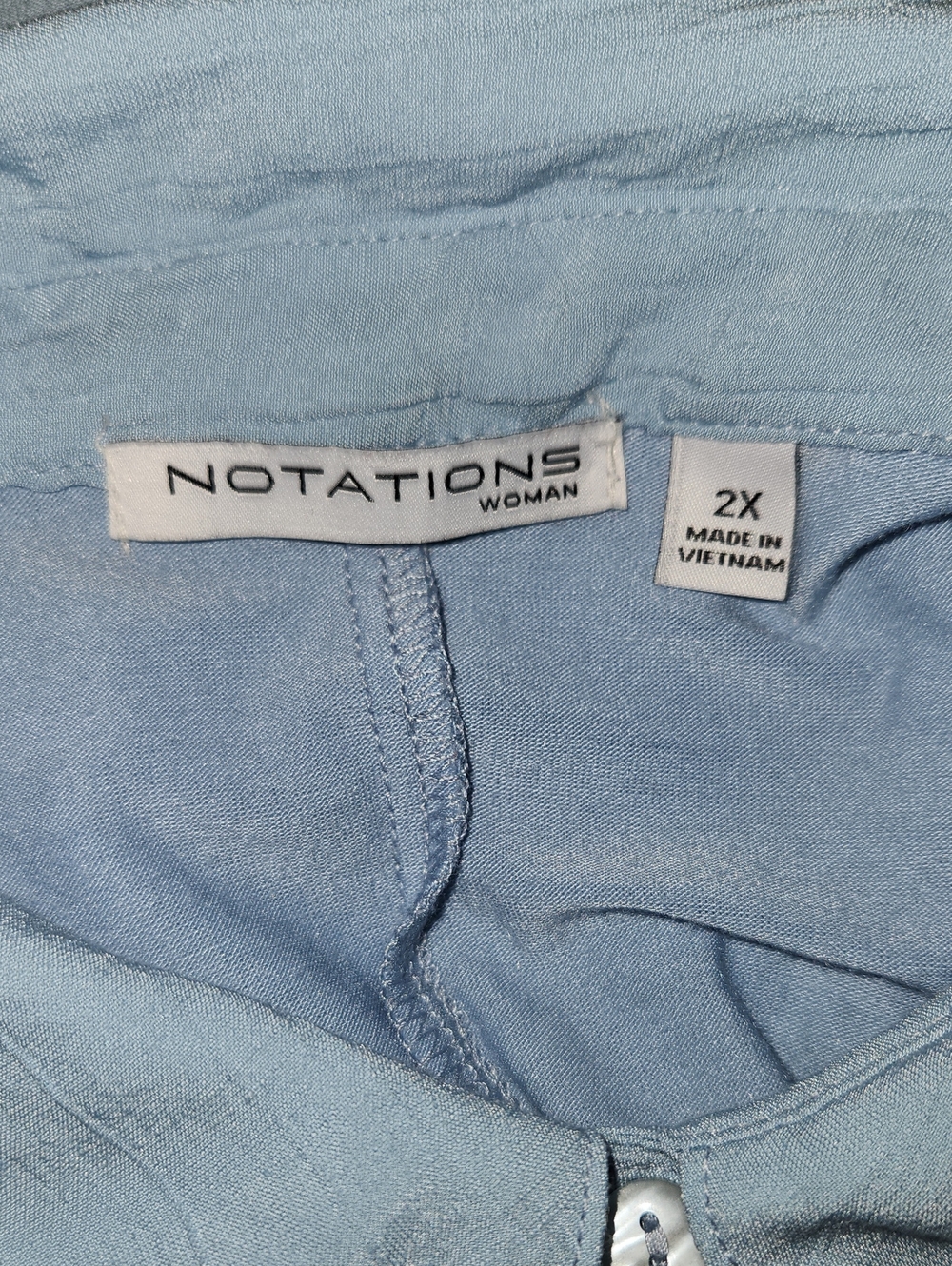 Notations Women's Pale Blue Short-Sleeve Button Shirt 2X - Picture 5 of 7